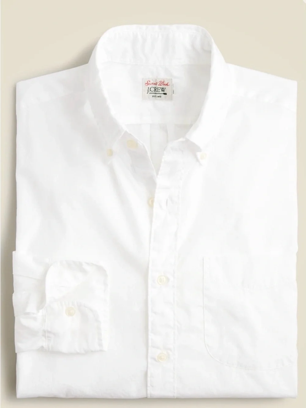 J. Crew Secret Wash Cotton Poplin White Button-Down Shirt